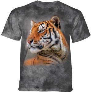Pánske batikované tričko The Mountain - A TURN OF tHE HEAD - tiger - šedé Veľkosť: M