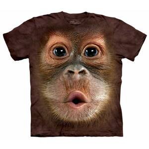 Pánske batikované tričko The Mountain - Mláďa orangutana - hnedé Veľkosť: L