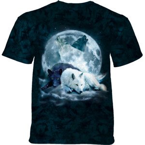 Pánske batikované tričko The Mountain - Yin Yang Wolf Mates - modrá Veľkosť: XL