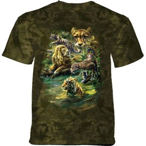 Pánske batikované tričko The Mountain - Big Cats Paradise - zelená Veľkosť: L