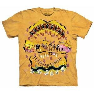 Pánske batikované tričko The Mountain - Domorodé umenie - žlté Veľkosť: M