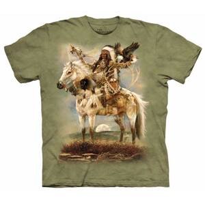 Pánske batikované tričko The Mountain - Indiánsky náčelník - zelené Veľkosť: S