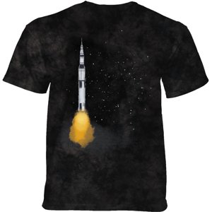 Pánske batikované tričko The Mountain - APOLLO SKETCH - vesmír - čierne Veľkosť: XXXL