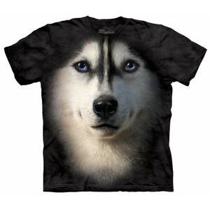 Pánske batikované tričko The Mountain - Sibírsky husky- čierne Veľkosť: M