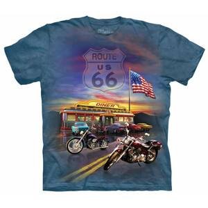 Pánske batikované tričko The Mountain - Route 66- modré Veľkosť: XXXL