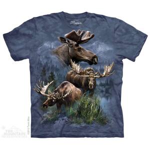 Pánske batikované tričko The Mountain - Moose Collage - sivé Veľkosť: XL