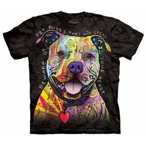 Pánske batikované tričko The Mountain -Dean Russo Beware of Pit Bulls- čierne Veľkosť: XL