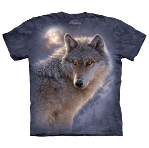 Pánske batikované tričko The Mountain - Biely vlk - tmavosivé Veľkosť: XXL