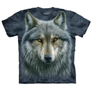 Pánske batikované tričko The Mountain - Vlk bojovník- modré Veľkosť: M