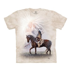 Pánske batikované tričko The Mountain - Indián na koni- béžové Veľkosť: XL