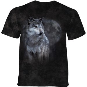 Pánske batikované tričko The Mountain - WINTER'S EVE WOLF - vlci - čierne Veľkosť: XXXL