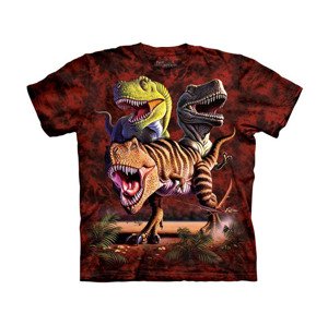 Detské batikované tričko The Mountain Tyranosaurus Rex - červené Veľkosť: XL