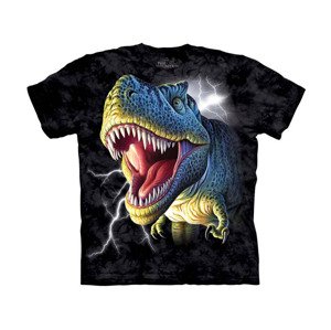 Detské batikované tričko The Mountain Dinosaurus - čierne Veľkosť: L