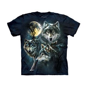 Detské batikované tričko The Mountain vlčí mesiac - modré Veľkosť: S