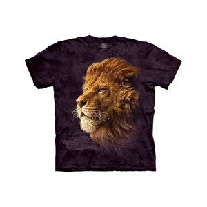 Detské batikované tričko The Mountain Hlava leva krála savany - fialové Veľkosť: XL