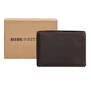 Hide & stitches Japura kožená peňaženka v krabičke - tmavo hnedá