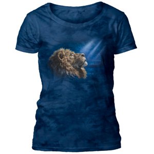 Dámske batikované tričko The Mountain - Humility Lion - modré Veľkosť: XL