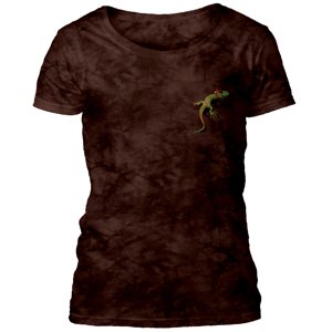 Dámske batikované tričko The Mountain - Pocket Gecko - hnedé Veľkosť: S