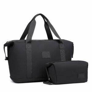 KONO set variabilná cestovná taška a kozmetická taštička - čierna - 26L
