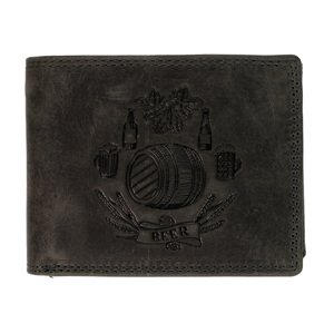 HL Luxusná pánska kožená peňaženka BEER - čierna