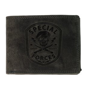 HL Luxusná pánska kožená peňaženka Special Forces - čierna