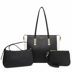 Miss Lulu 3-dielna súprava tašiek - shopperka, crossbody kabelka a kozmetička LD2218 - čierna