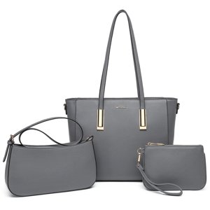Miss Lulu 3-dielna súprava tašiek - shopperka, crossbody kabelka a kozmetička LD2218 - šedá